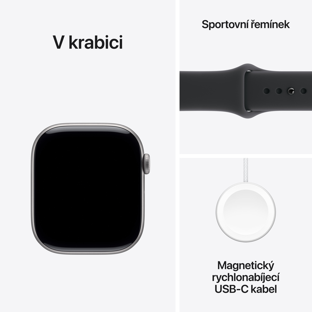 Apple Watch Series 11 GPS + Cellular 42mm Vesmírně šedý hliník s černým sportovním řemínkem - S/M