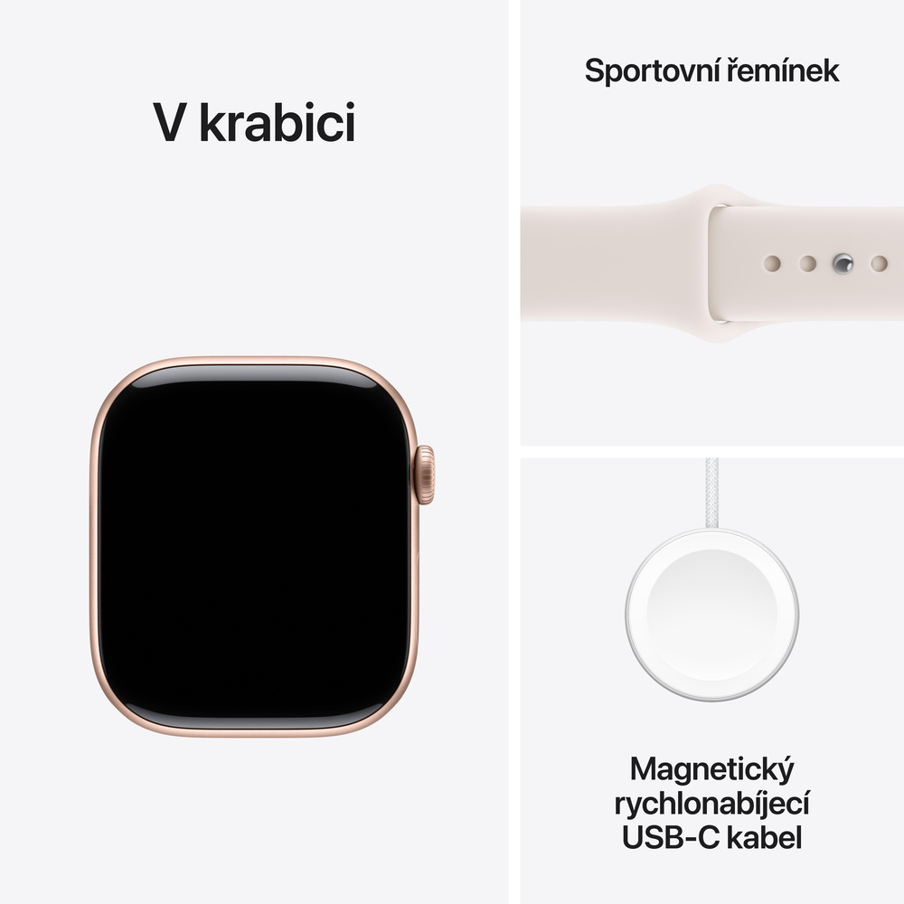 Apple Watch Series 11 GPS + Cellular 42mm Růžově zlatý hliník se světle ruměným sportovním řemínkem - S/M