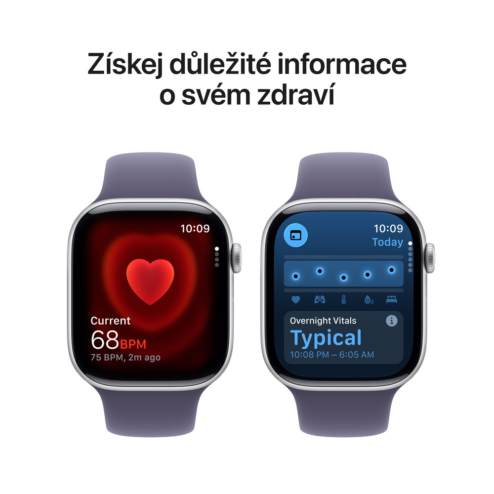 Apple Watch Series 11 GPS + Cellular 42mm Stříbrný hliník s mlžně fialovým sportovním řemínkem - M/L