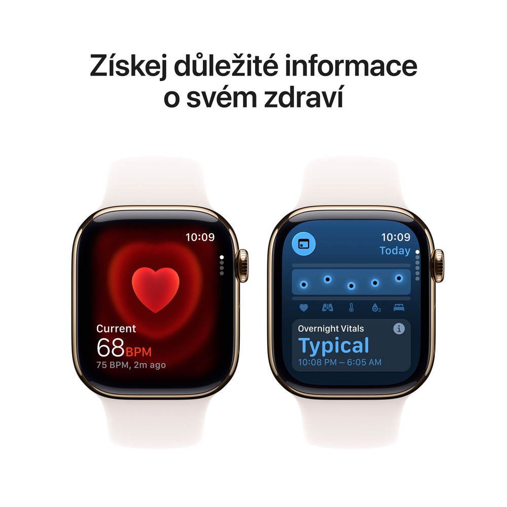 Apple Watch Series 11 GPS + Cellular 42mm Zlatý titan se světle ruměným sportovním řemínkem - M/L
