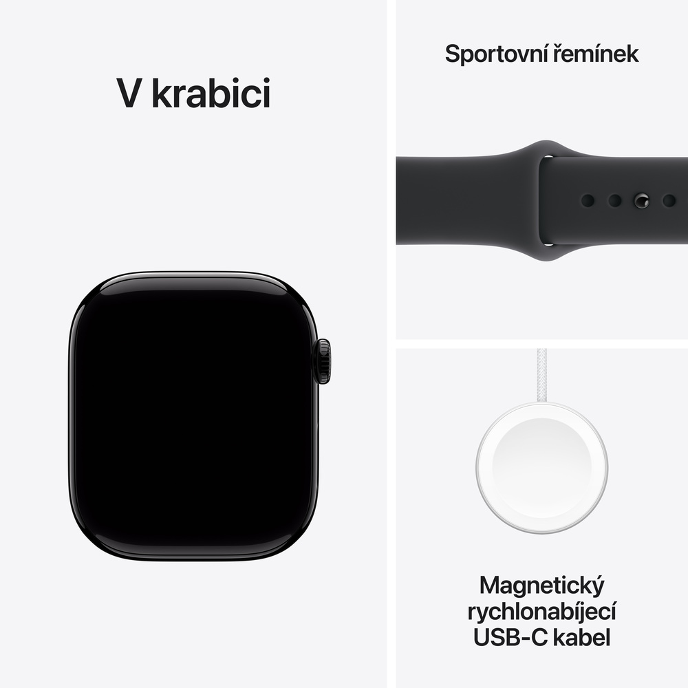 Apple Watch Series 11 GPS + Cellular 46mm Klavírně černý hliník s černým sportovním řemínkem - M/L