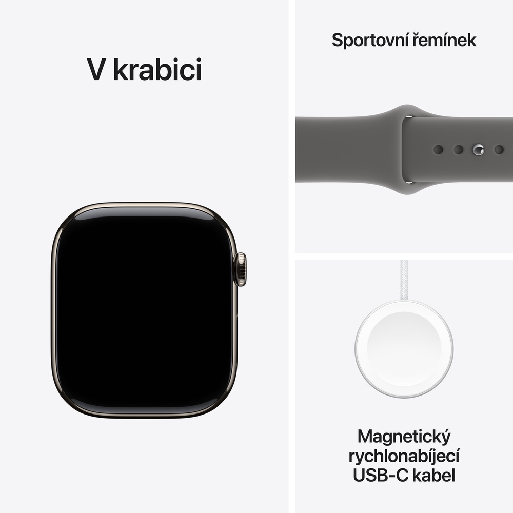 Apple Watch Series 11 GPS + Cellular 46mm Přírodní titan se skálově šedým sportovním řemínkem - S/M