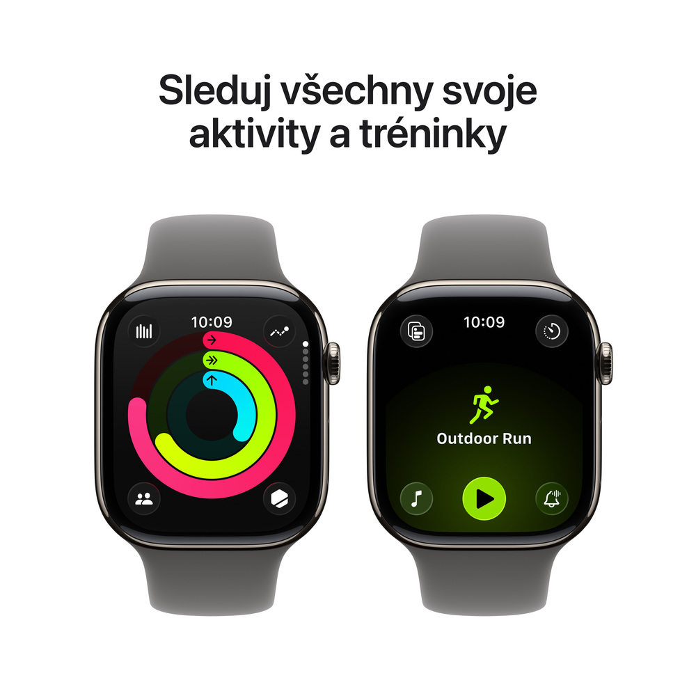 Apple Watch Series 11 GPS + Cellular 46mm Přírodní titan se skálově šedým sportovním řemínkem - S/M