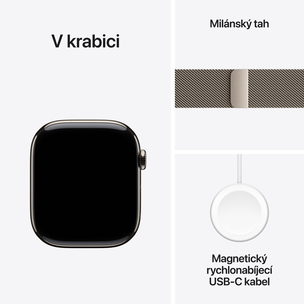 Apple Watch Series 11 GPS + Cellular 46mm Přírodní titan s přírodním milánským tahem - M/L