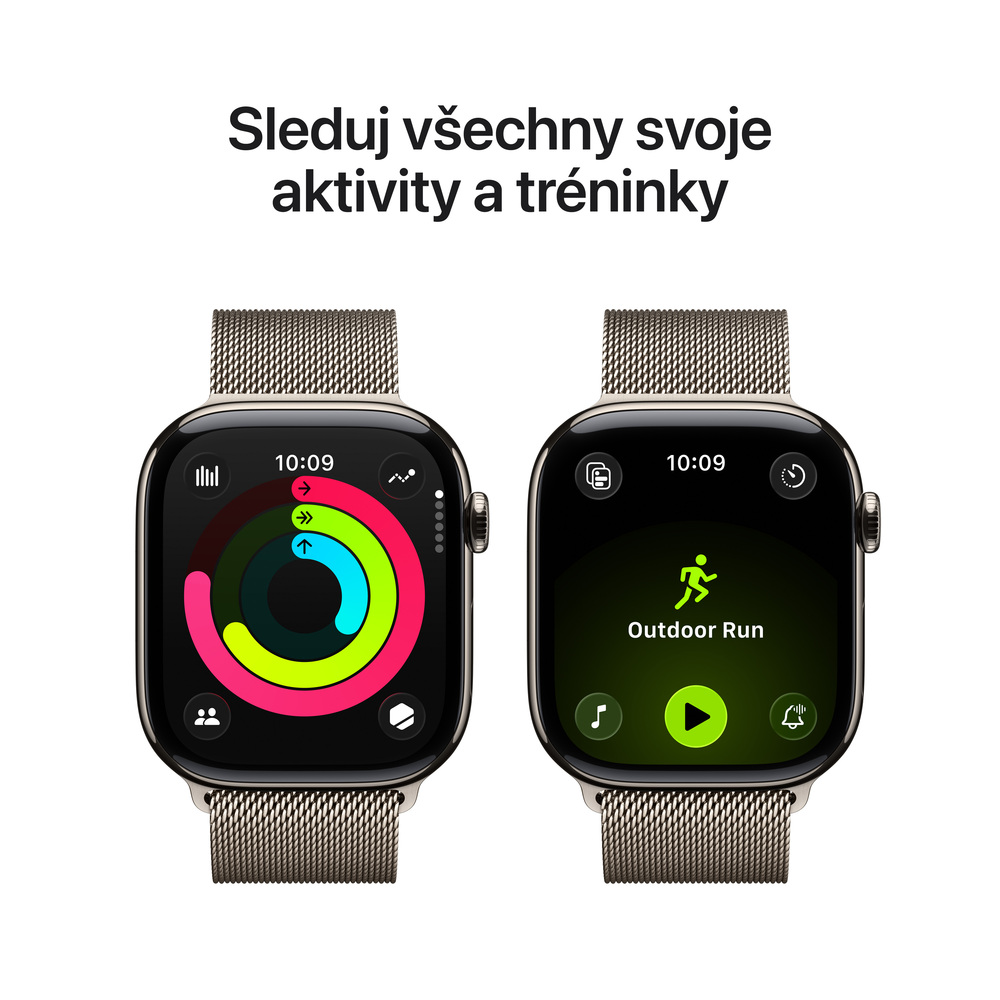 Apple Watch Series 11 GPS + Cellular 46mm Přírodní titan s přírodním milánským tahem - M/L