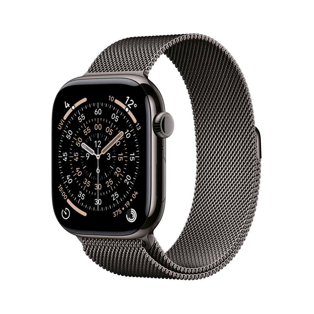 Apple Watch Series 11 GPS + Cellular 46mm Břidlicově šedý titan s břidlicově šedým milánským tahem - S/M