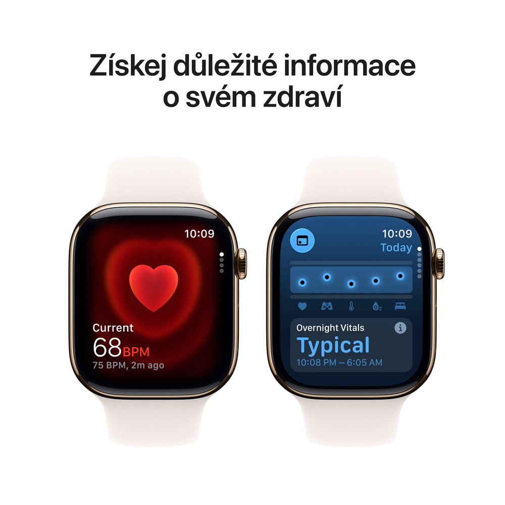 Apple Watch Series 11 GPS + Cellular 46mm Zlatý titan se světle ruměným sportovním řemínkem - M/L
