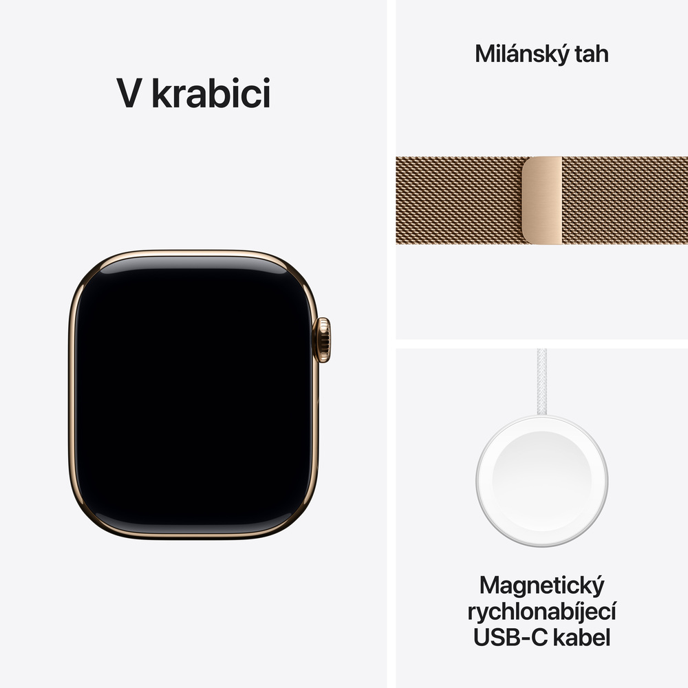 Apple Watch Series 11 GPS + Cellular 46mm Zlatý titan se zlatým milánským tahem - M/L