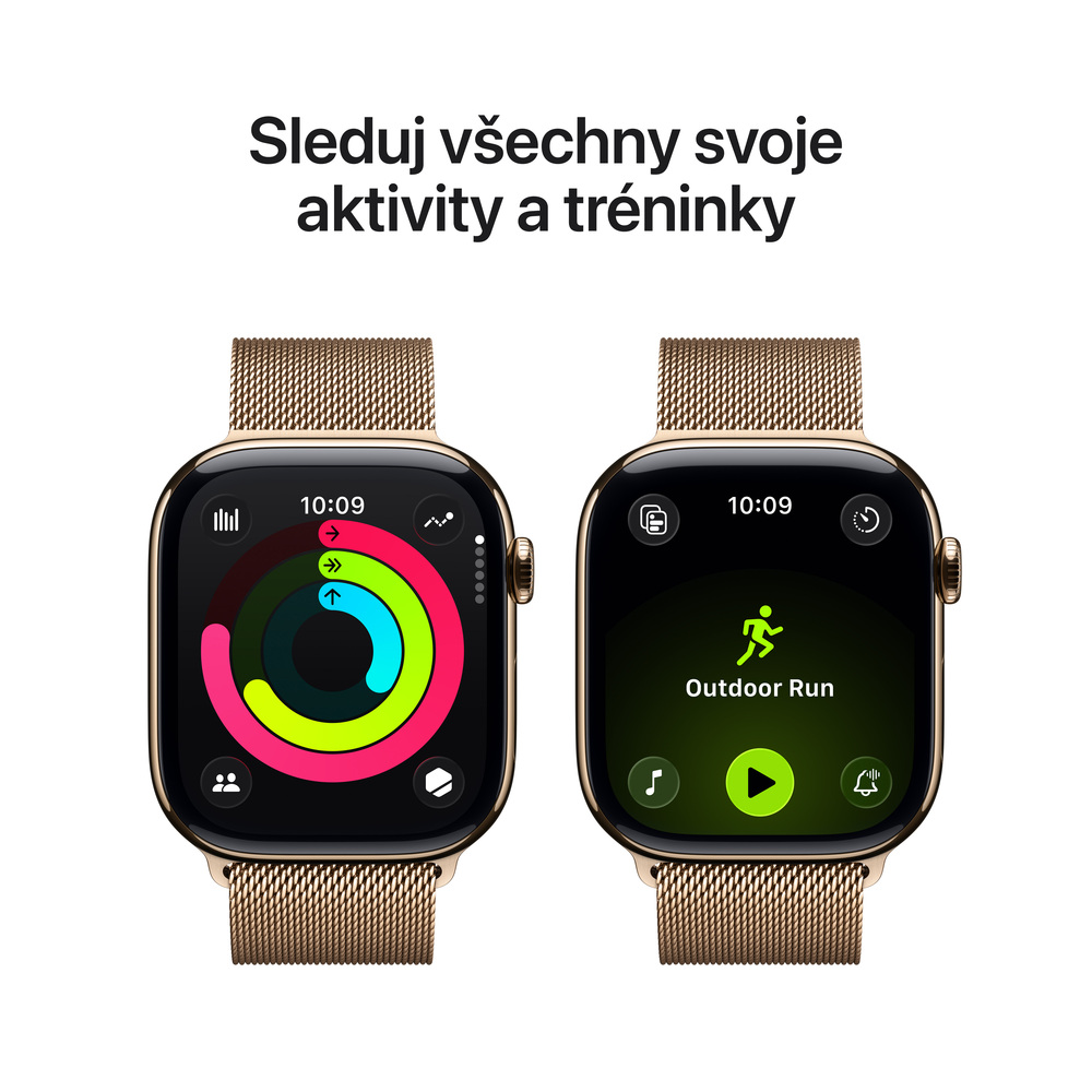 Apple Watch Series 11 GPS + Cellular 46mm Zlatý titan se zlatým milánským tahem - M/L