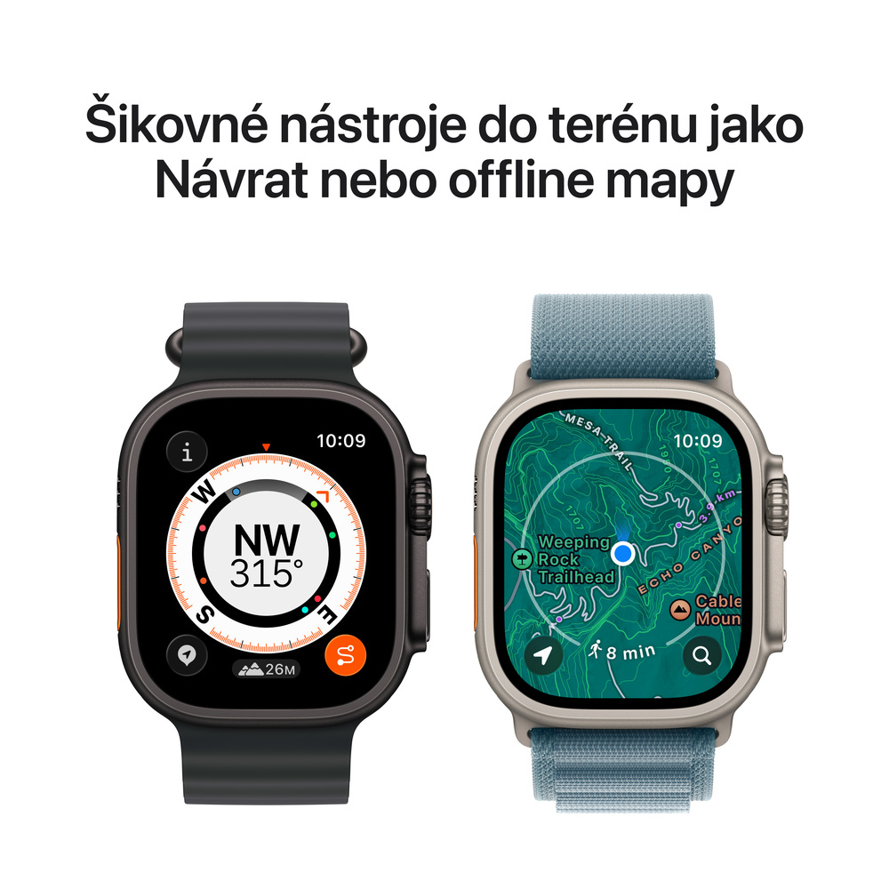 Apple Watch Ultra 3 GPS + Cellular 49mm Přírodní titan se světle modrým alpským tahem - Střední