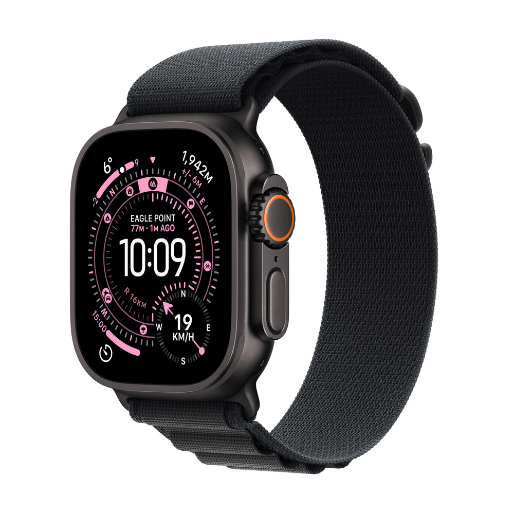 Apple Watch Ultra 3 GPS + Cellular 49mm Černý titan s černým alpským tahem - Střední