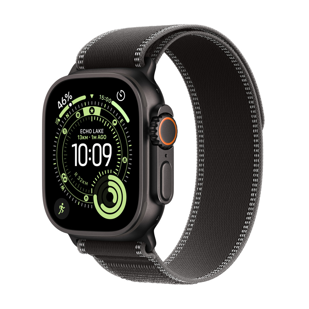 Apple Watch Ultra 3 GPS + Cellular 49mm Černý titan s černým/uhlovým trailovým tahem - S/M