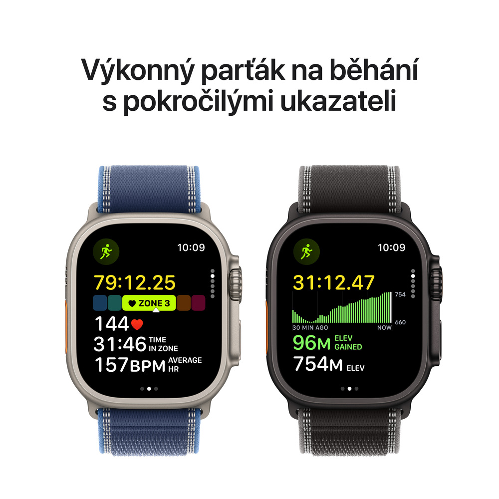 Apple Watch Ultra 3 GPS + Cellular 49mm Černý titan s černým titanovým milánským tahem - Velký