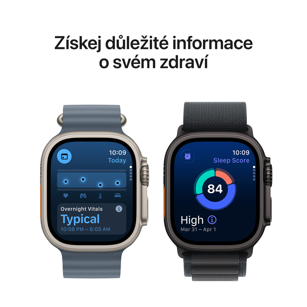 Apple Watch Ultra 3 GPS + Cellular 49mm Natural Titanium pouzdro s kotevním modrým oceánským pásem