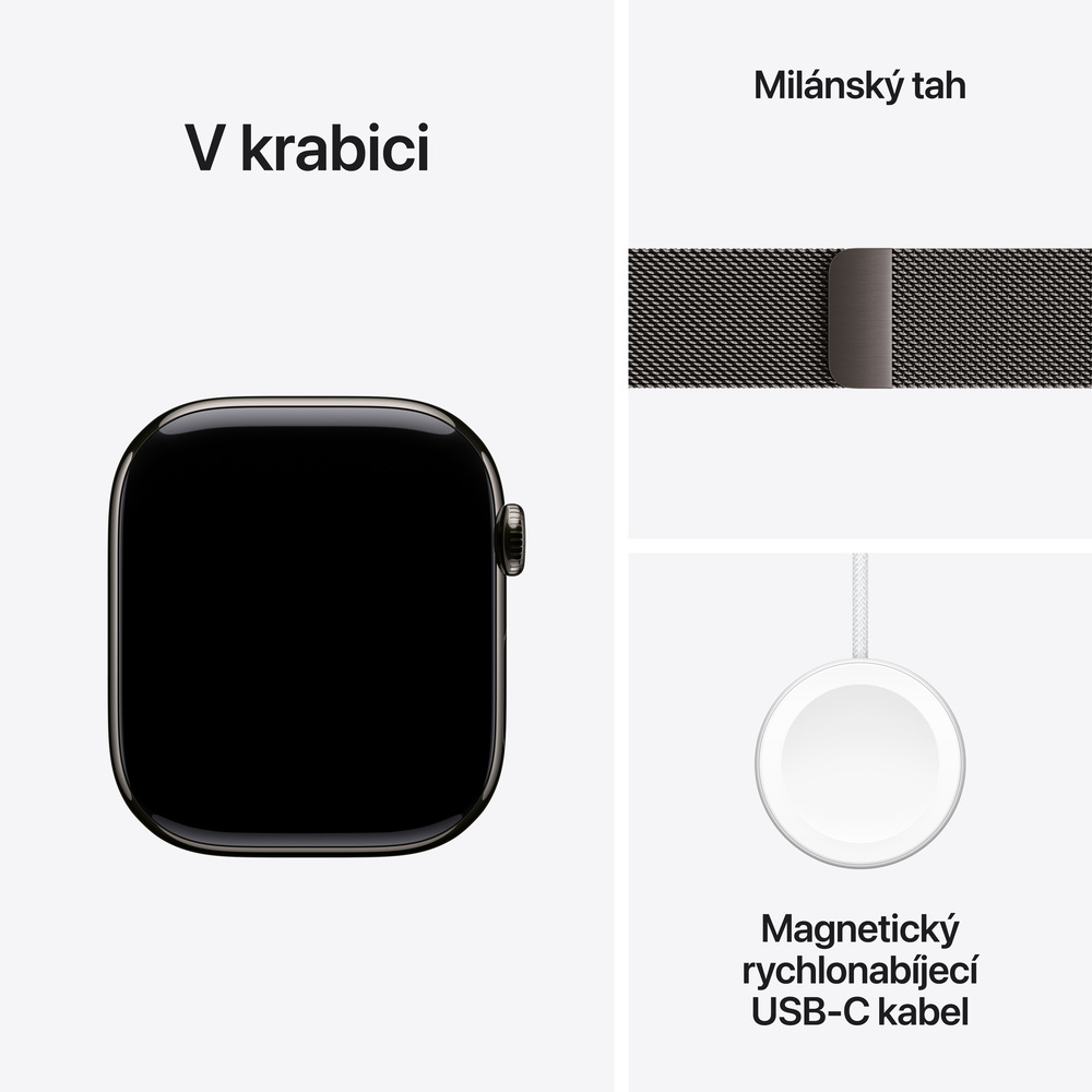 Apple Watch Series 11 GPS + Cellular 46mm Břidlicově šedý titan s břidlicově šedým milánským tahem - S/M *Rozbalený*