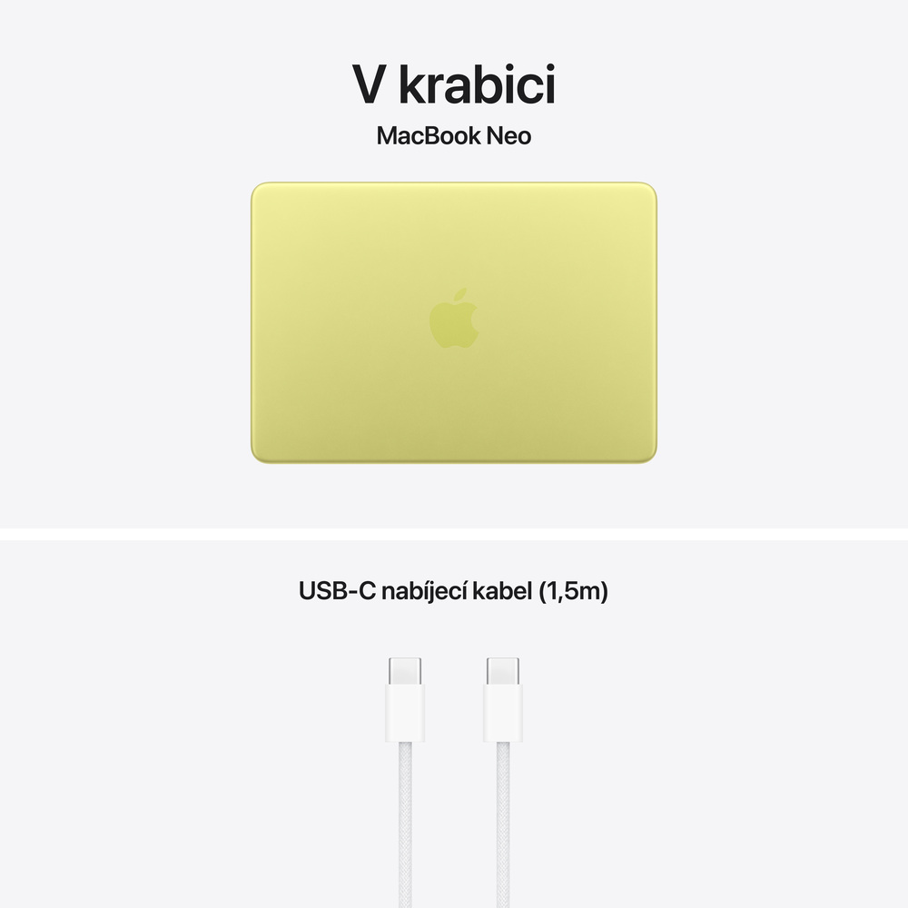 MacBook Neo Apple A18 Pro 6core CPU 5core GPU 8GB 512GB Citrusově žlutý CZ