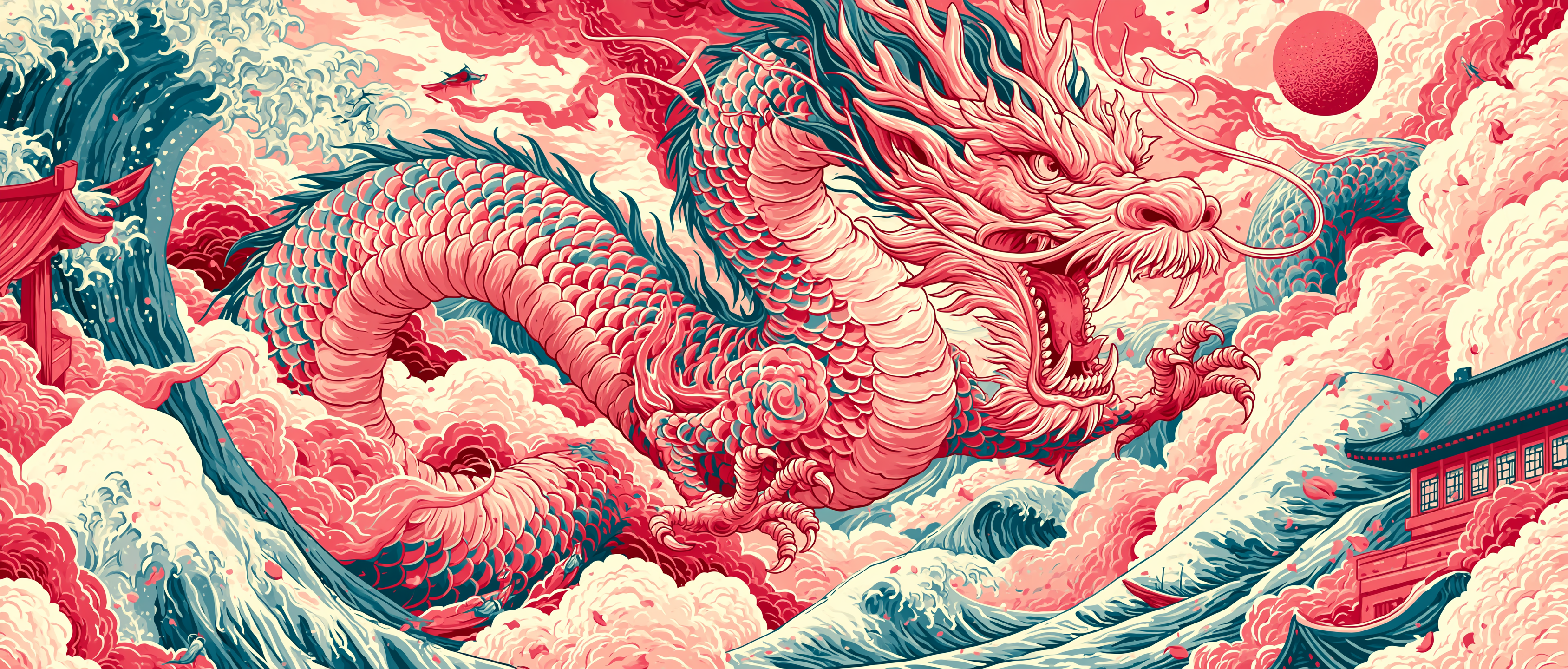 Prompt : a Chinese dragon flying in the clouds --hd --ar 7:3 --sref 2143266286 --v 8.1