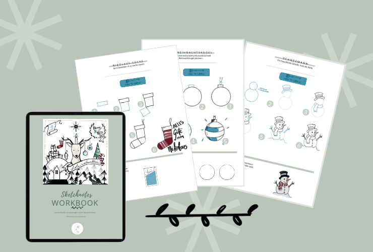 24 Einfache Zeichenanleitungen - Weihnachten mit Sketchotes