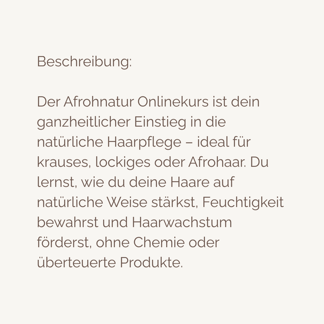 🌿 Onlinekurs Afrohnatur Basics: Gesunde Lockenpflege für Einsteiger:innen