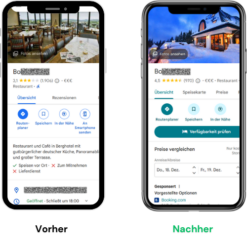 Vorher/Nachher – Beispiel einer Google Standortoptimierung
