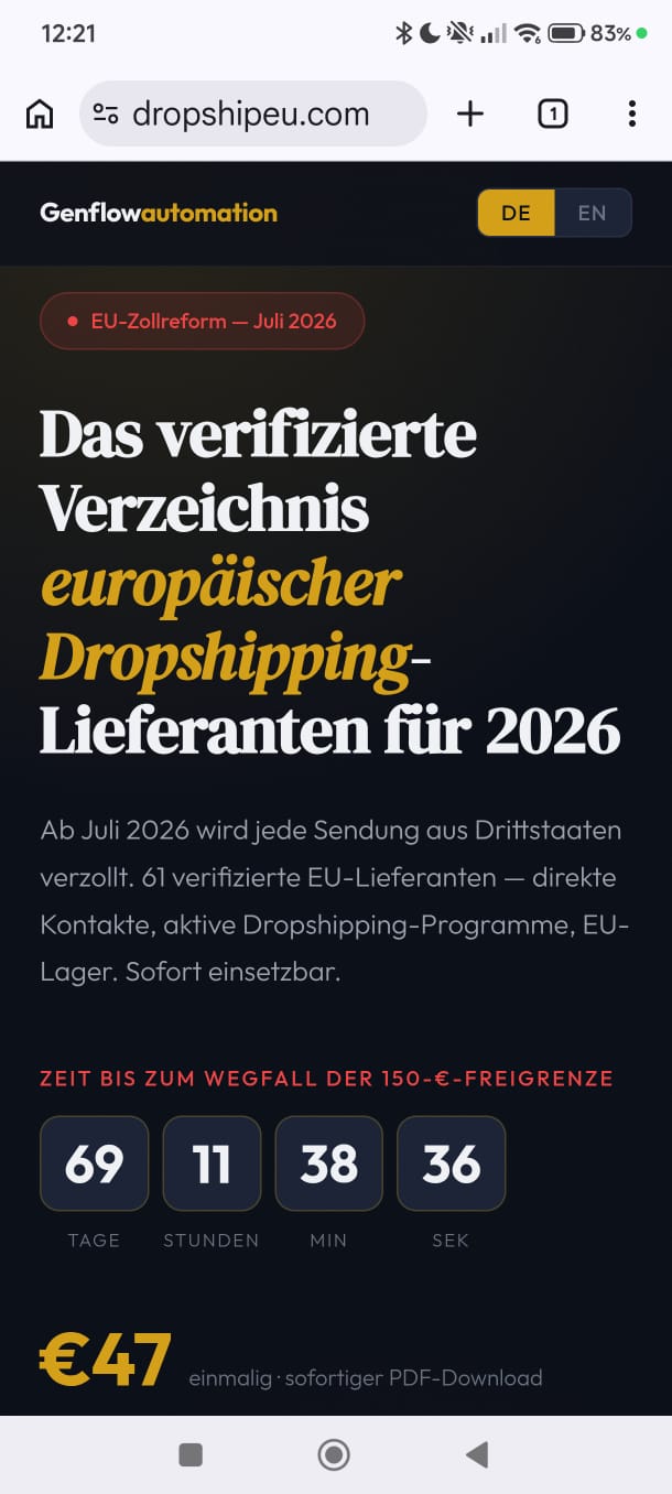 Die EU Dropshipping Lieferantenliste - Zollreform 2026