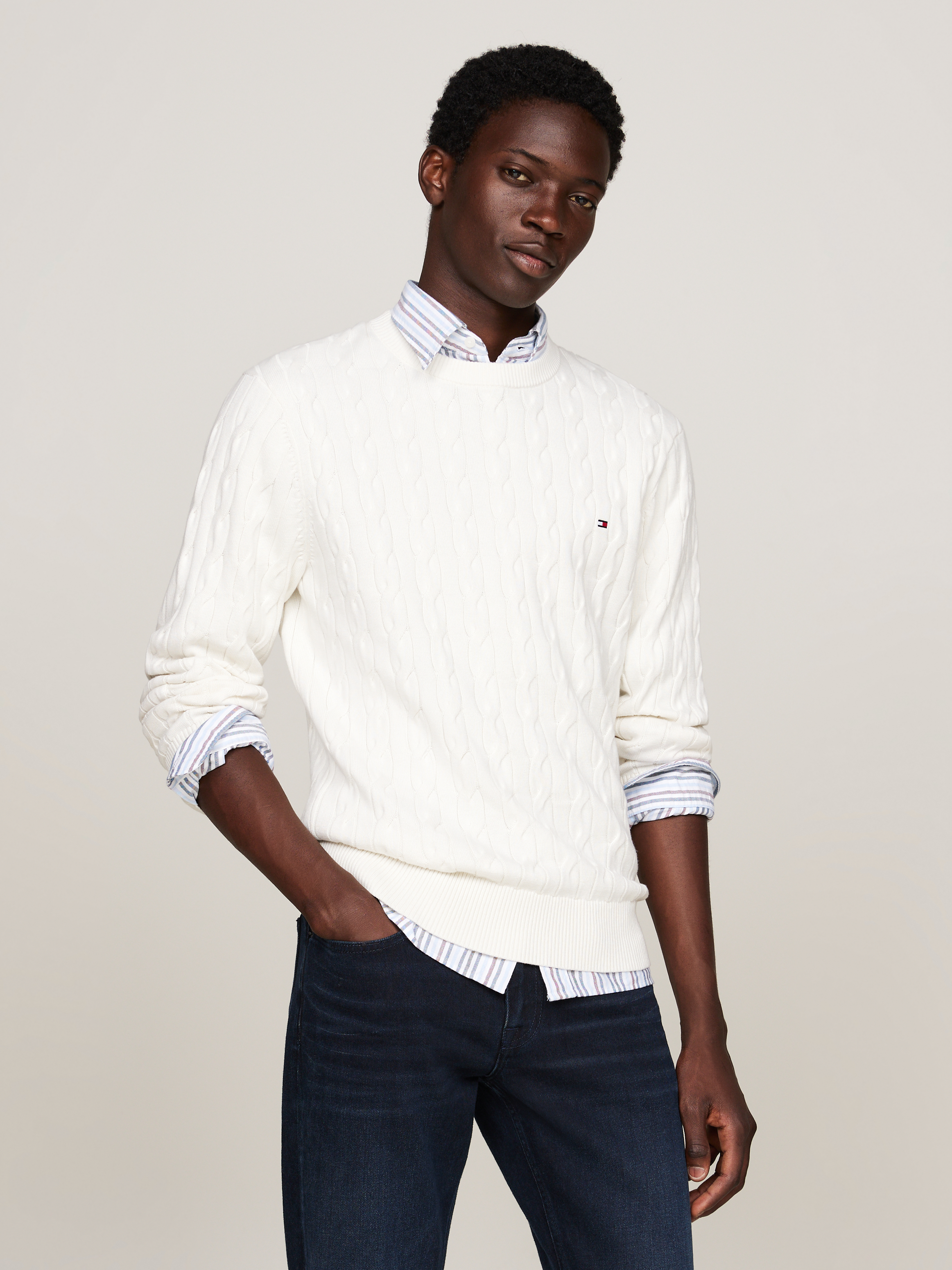 CLASSIC COTTON CABLE CREW NECK