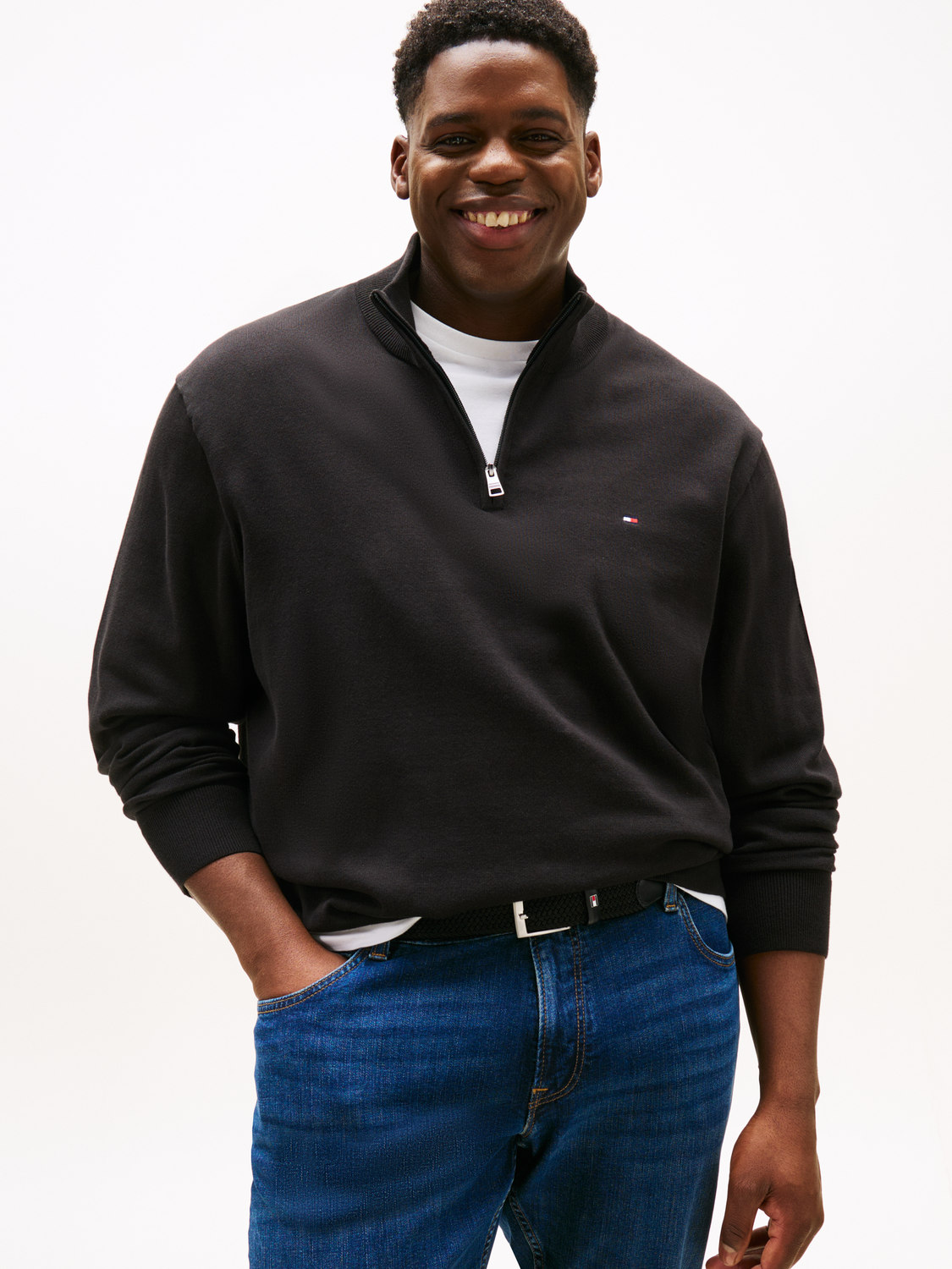 BT-ESSENTIAL COTTON ZIP MOCK-B male