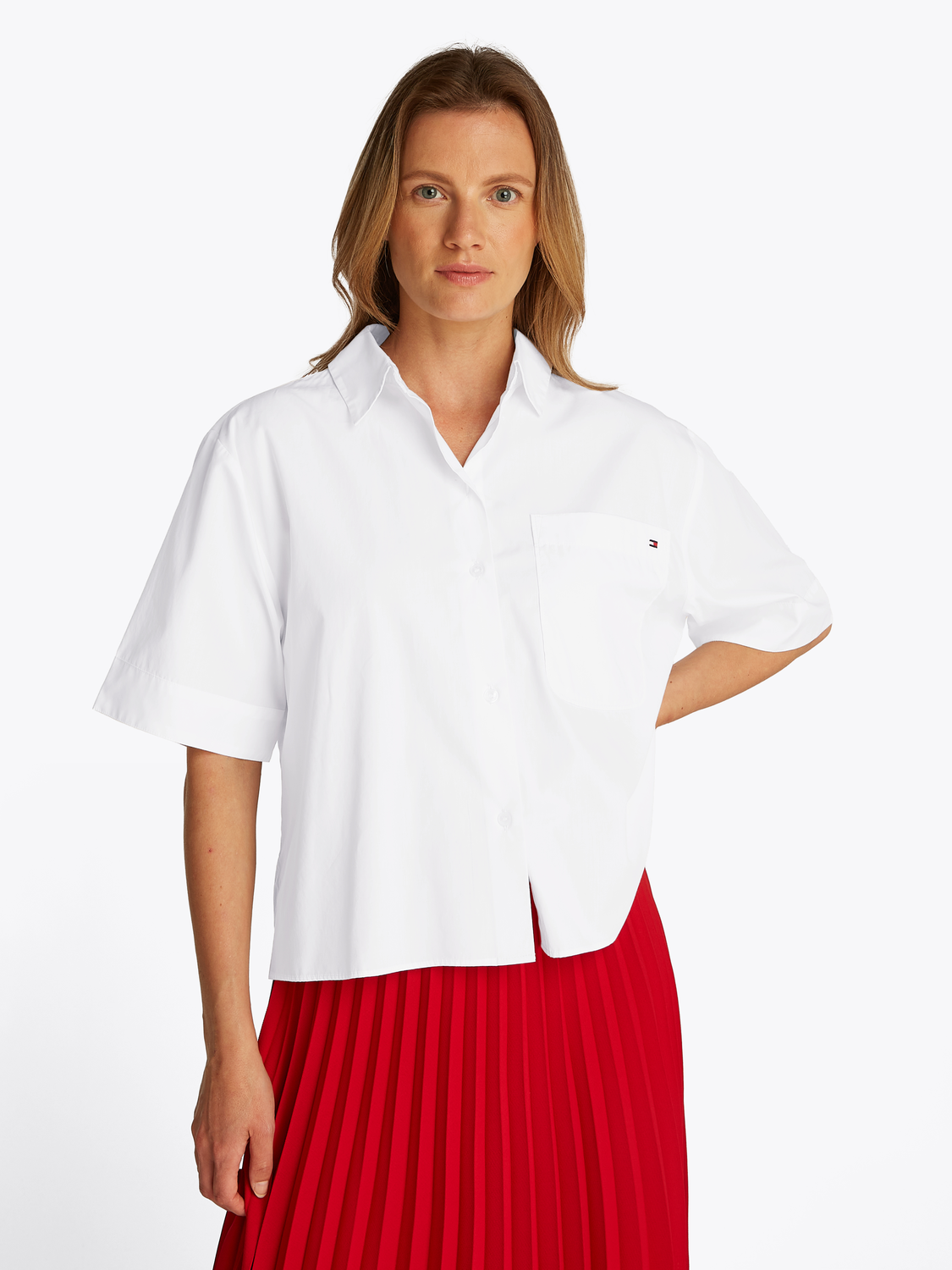 POPLIN BOXY SHORT S/S SHIRT female