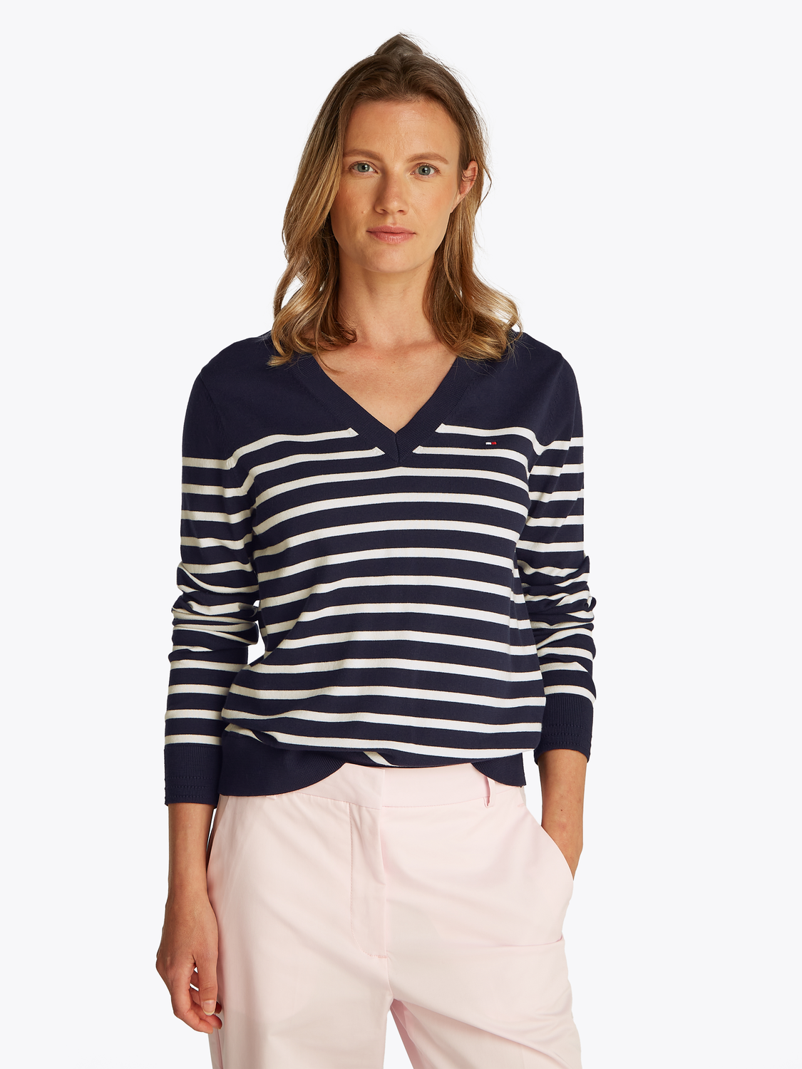 CO JERSEY STITCH LS V-NK SWEATER female