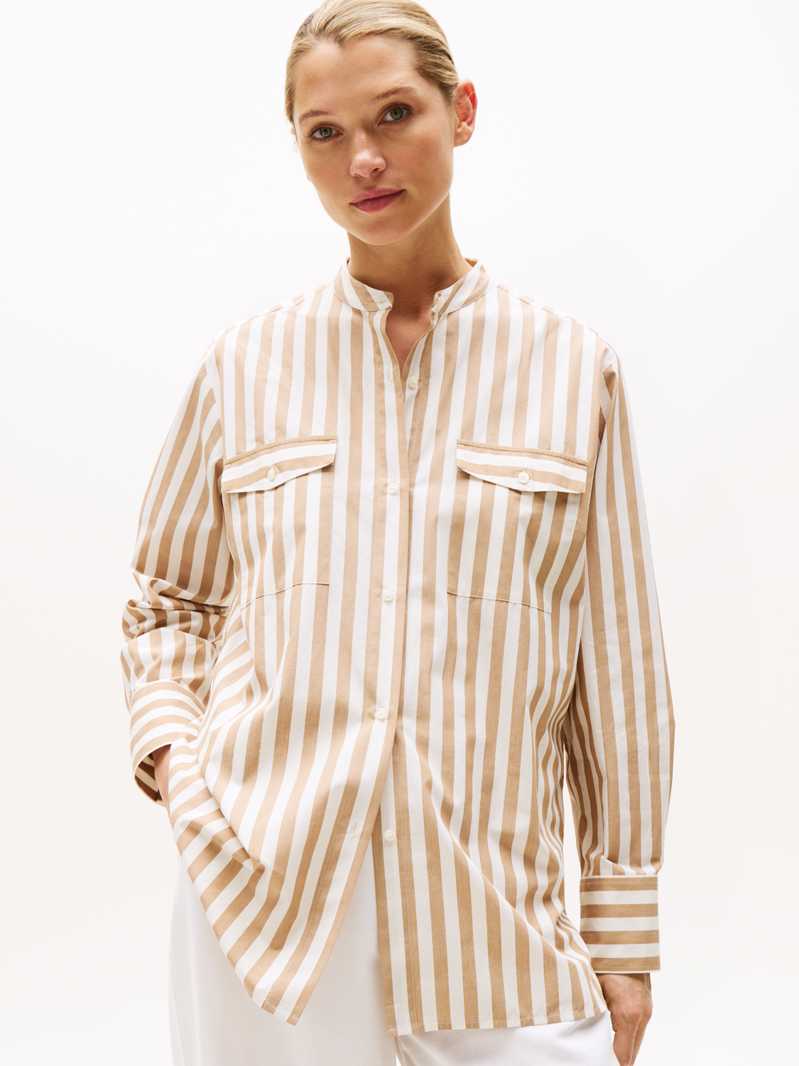 POPLIN COLLARLESS SHIRT female