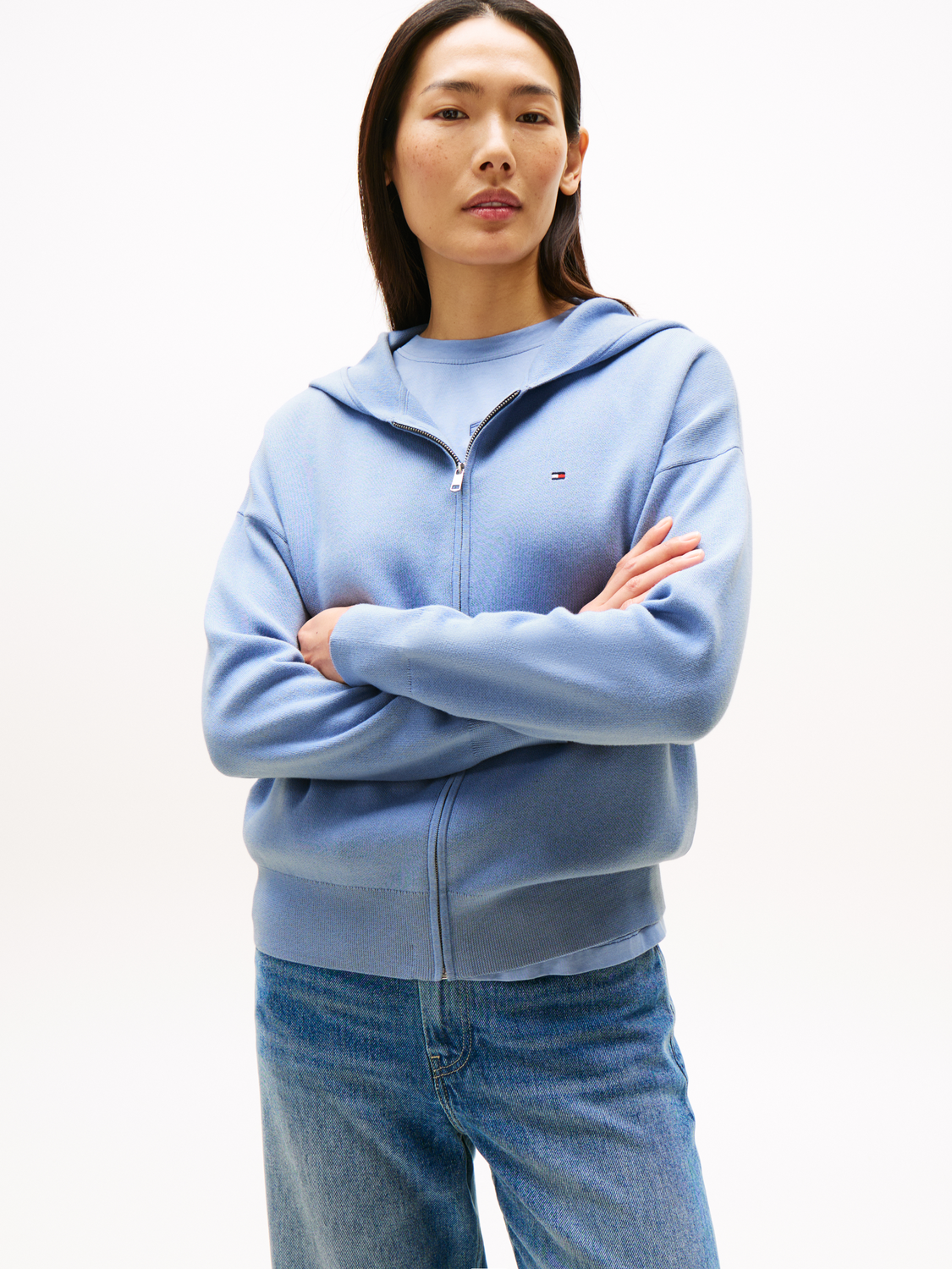 CO JERSEY STITCH ZIP HOOD CARDI female