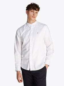 LINEN BLEND MAO COLLAR SHIRT