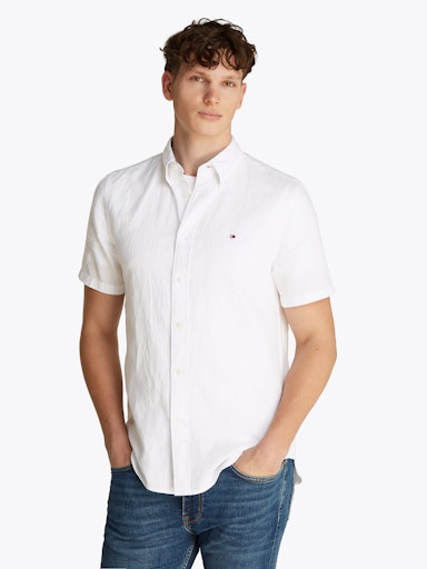 LINEN BLEND SOLID  SS RF SHIRT