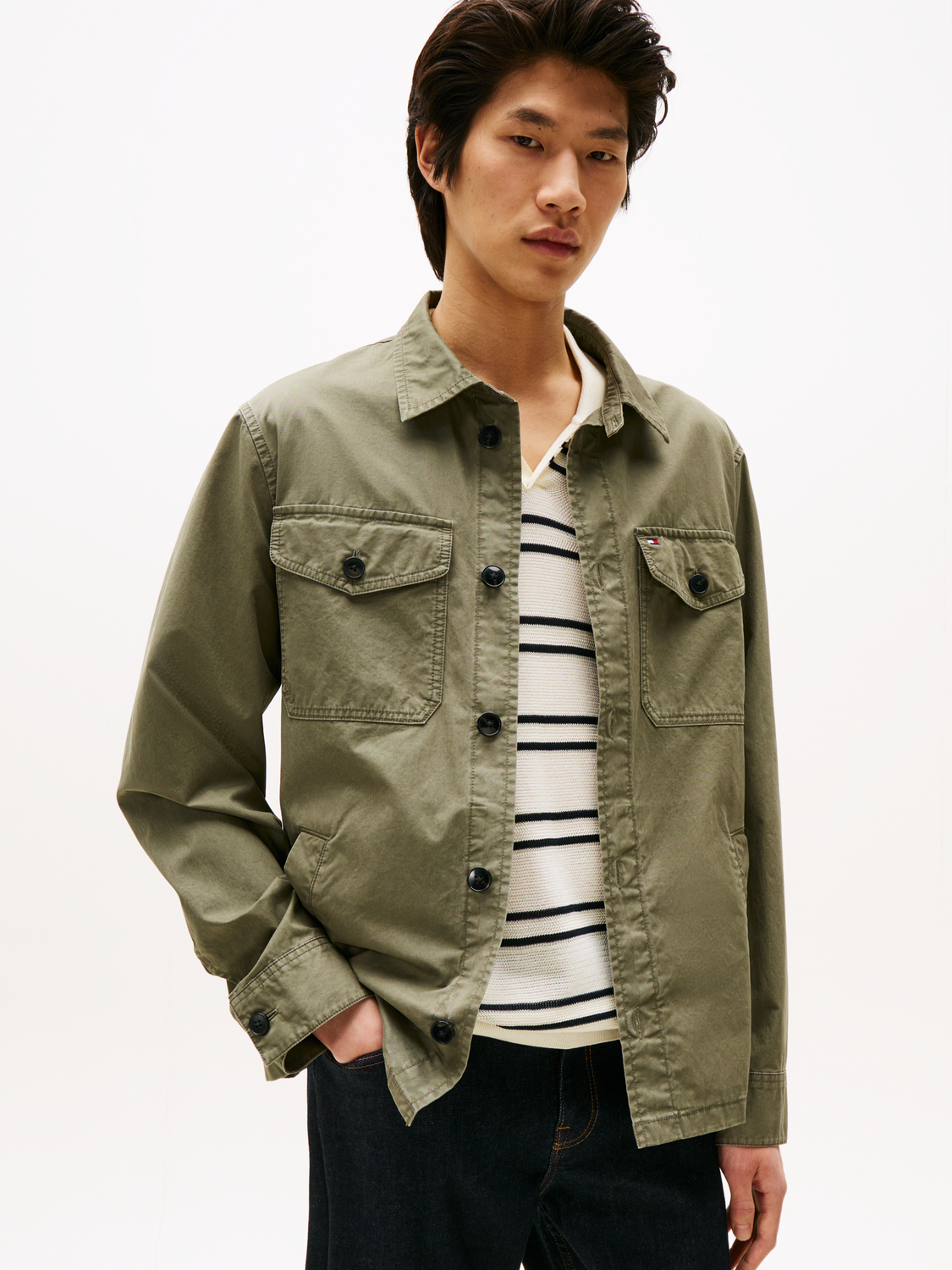 COTTON TWILL SHIRT JACKET male