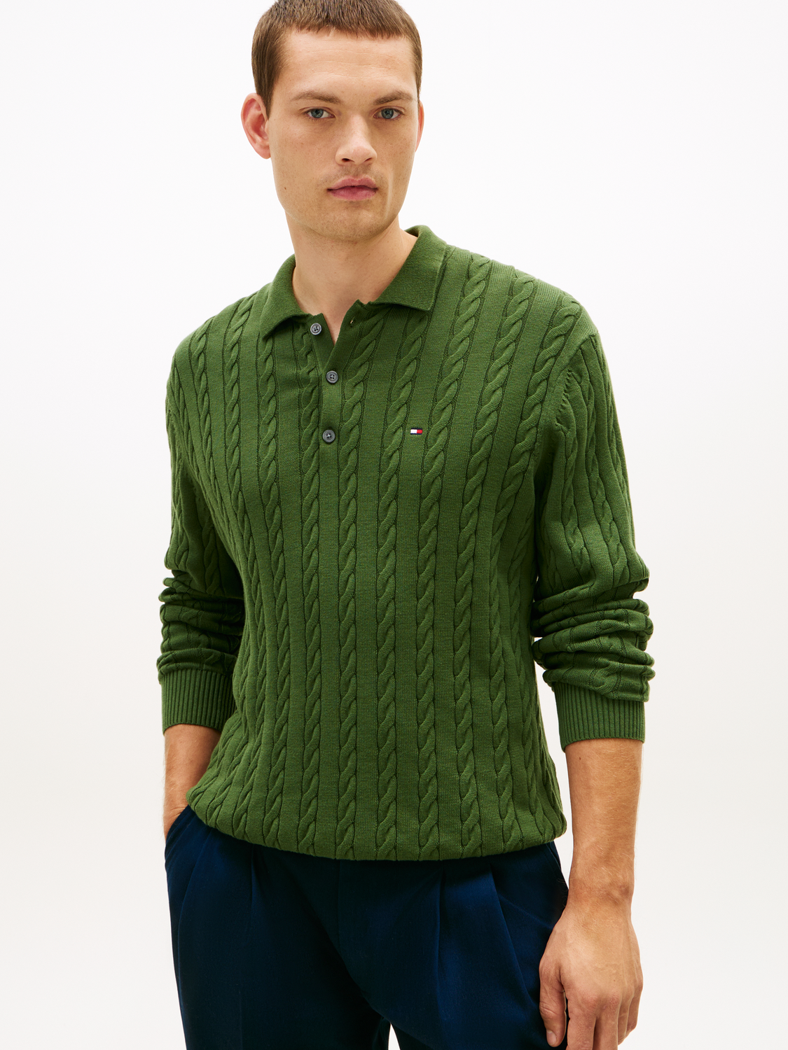 CLASSIC COTTON CABLE LS POLO male