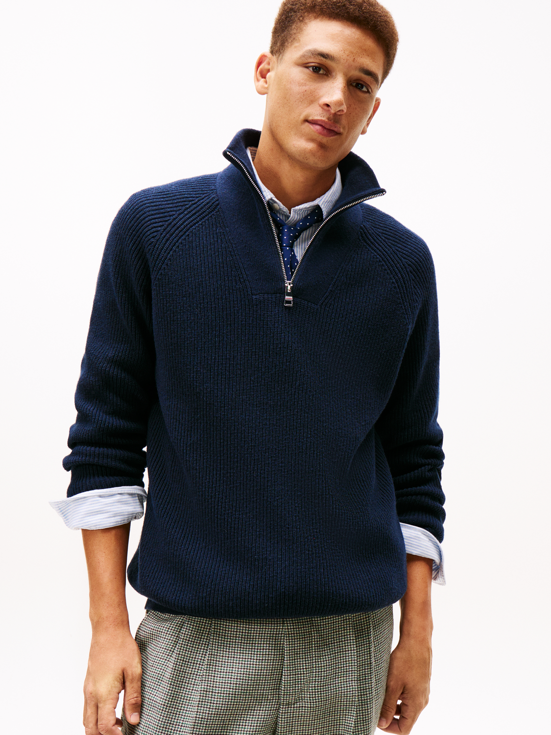FISHERMAN RIB ZIP MOCK male