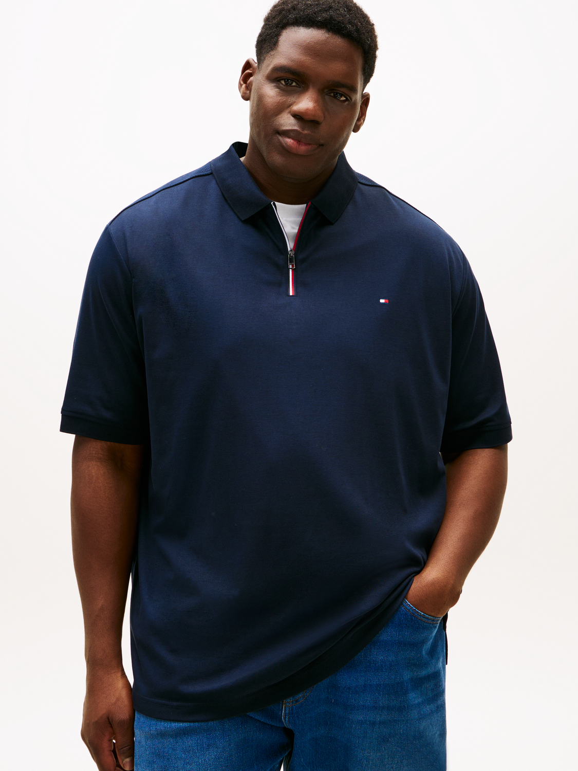 BT-LIQUID COTTON RWB ZIP POLO-B male