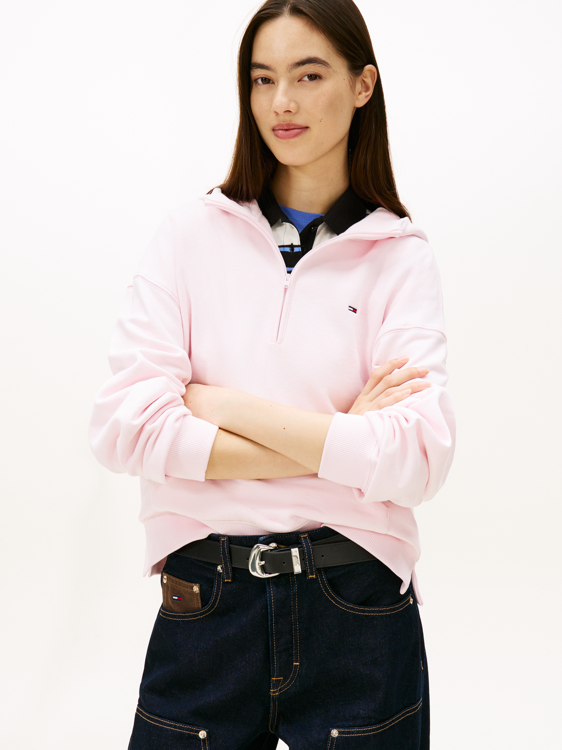 TJW BXY S-FLAG 1/4 ZIP HOODIE female