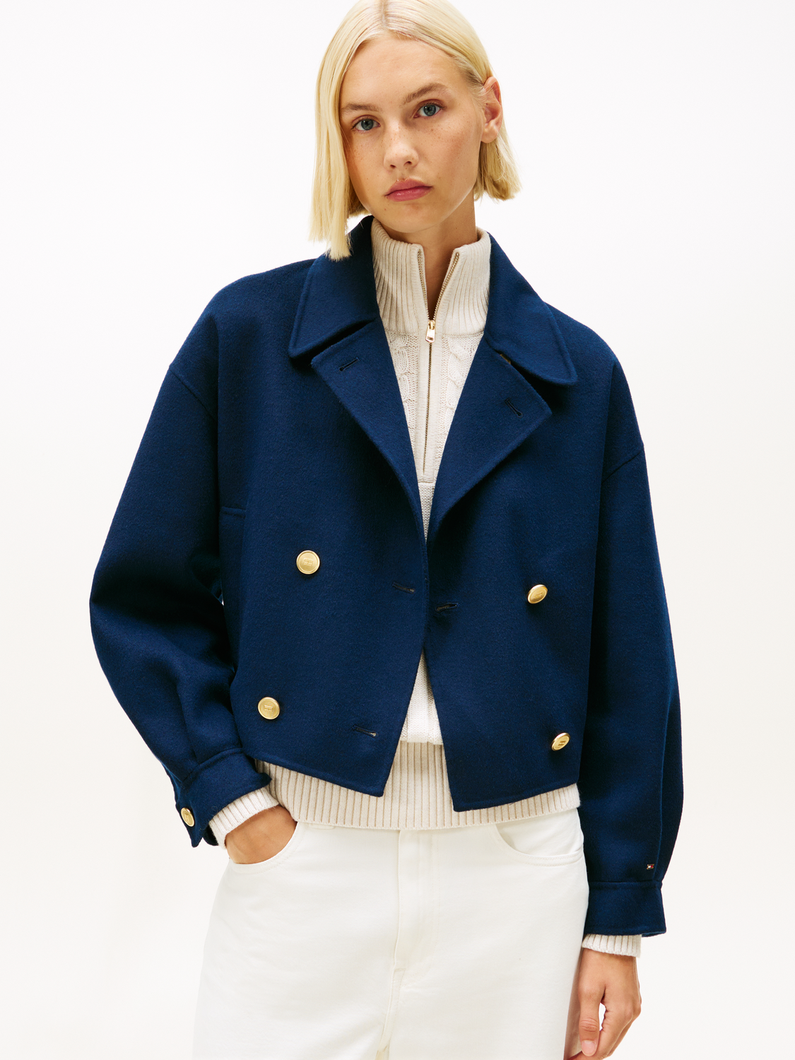 DF WOOL GOLD BUTTON PEACOAT female