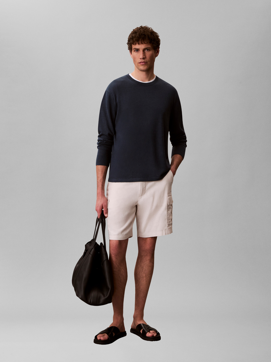 LS LINEN BLEND CREW SWTR 12GG male