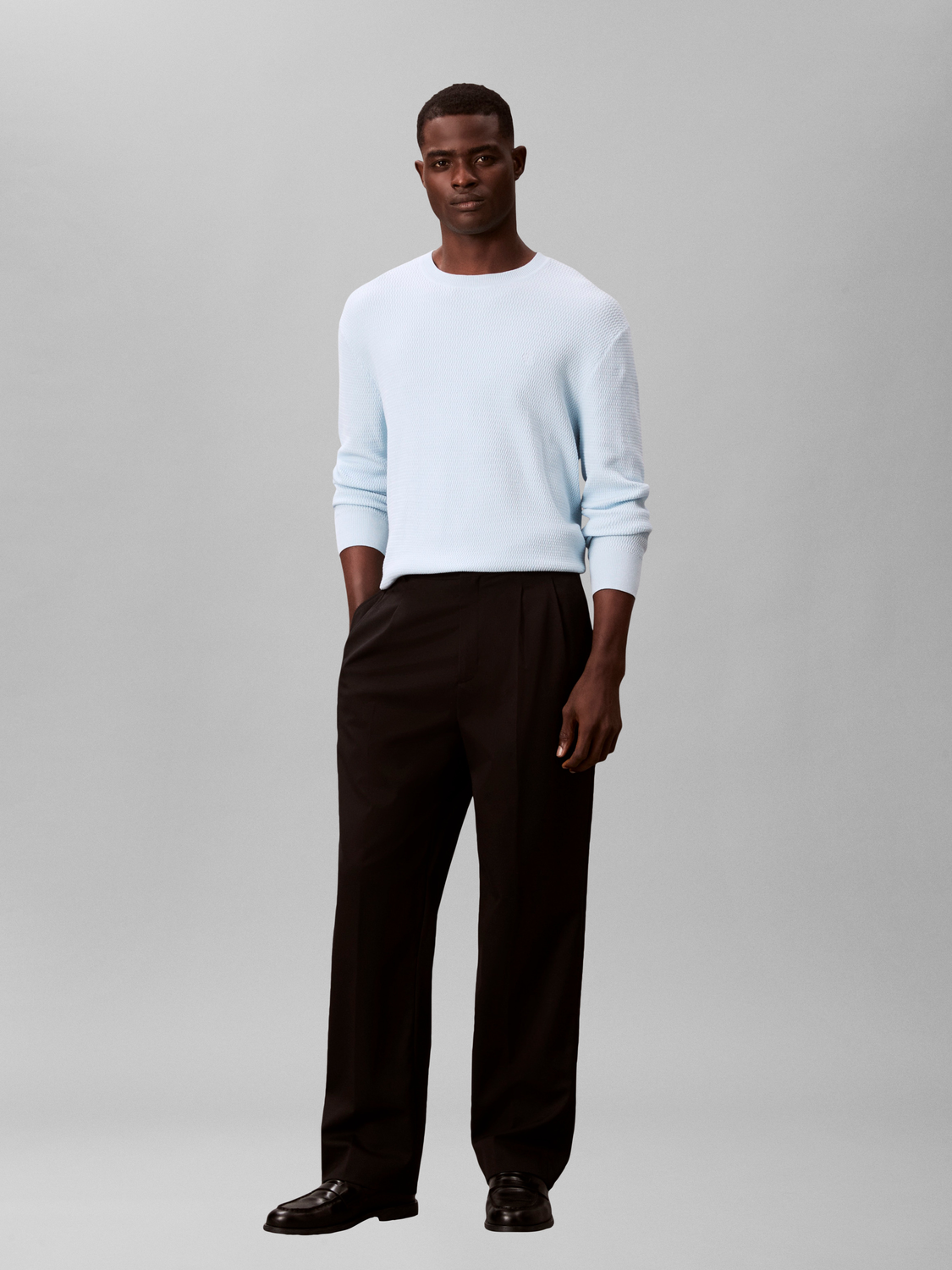 LS TEXTURE CTTN CREWNK SWEATER 1 male