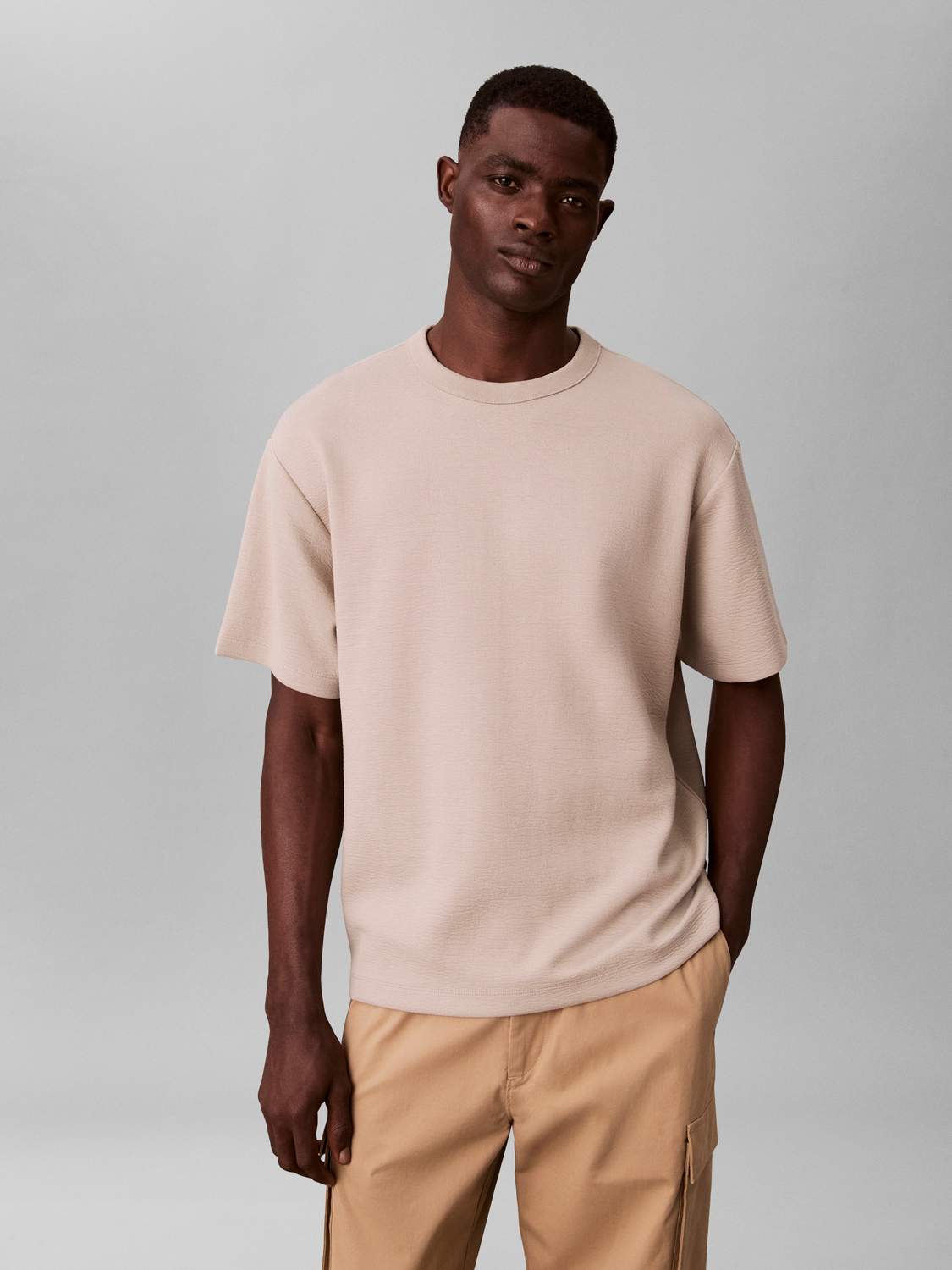 SS CRINKLE CREPE SPACER TEE male
