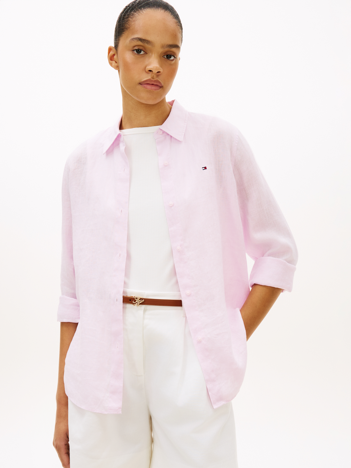 ESS LINEN RELAXED LS SHIRT female