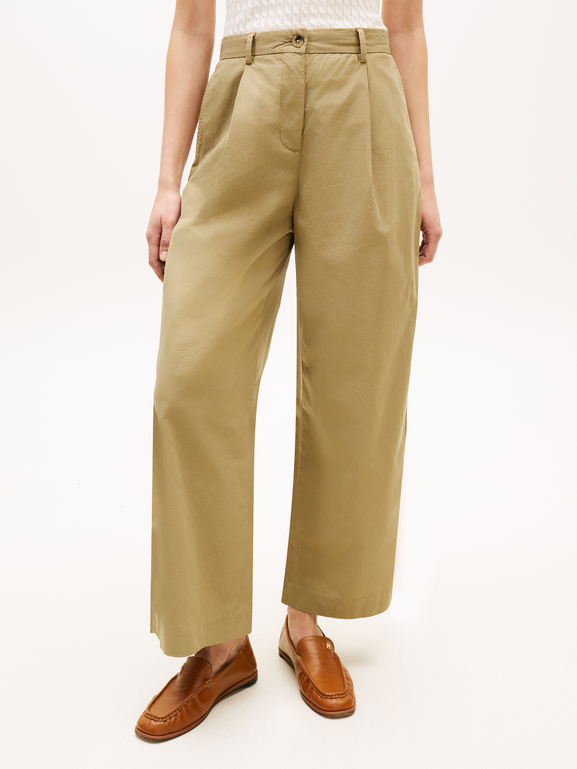 WASHED COTTON WIDE LEG PANT female