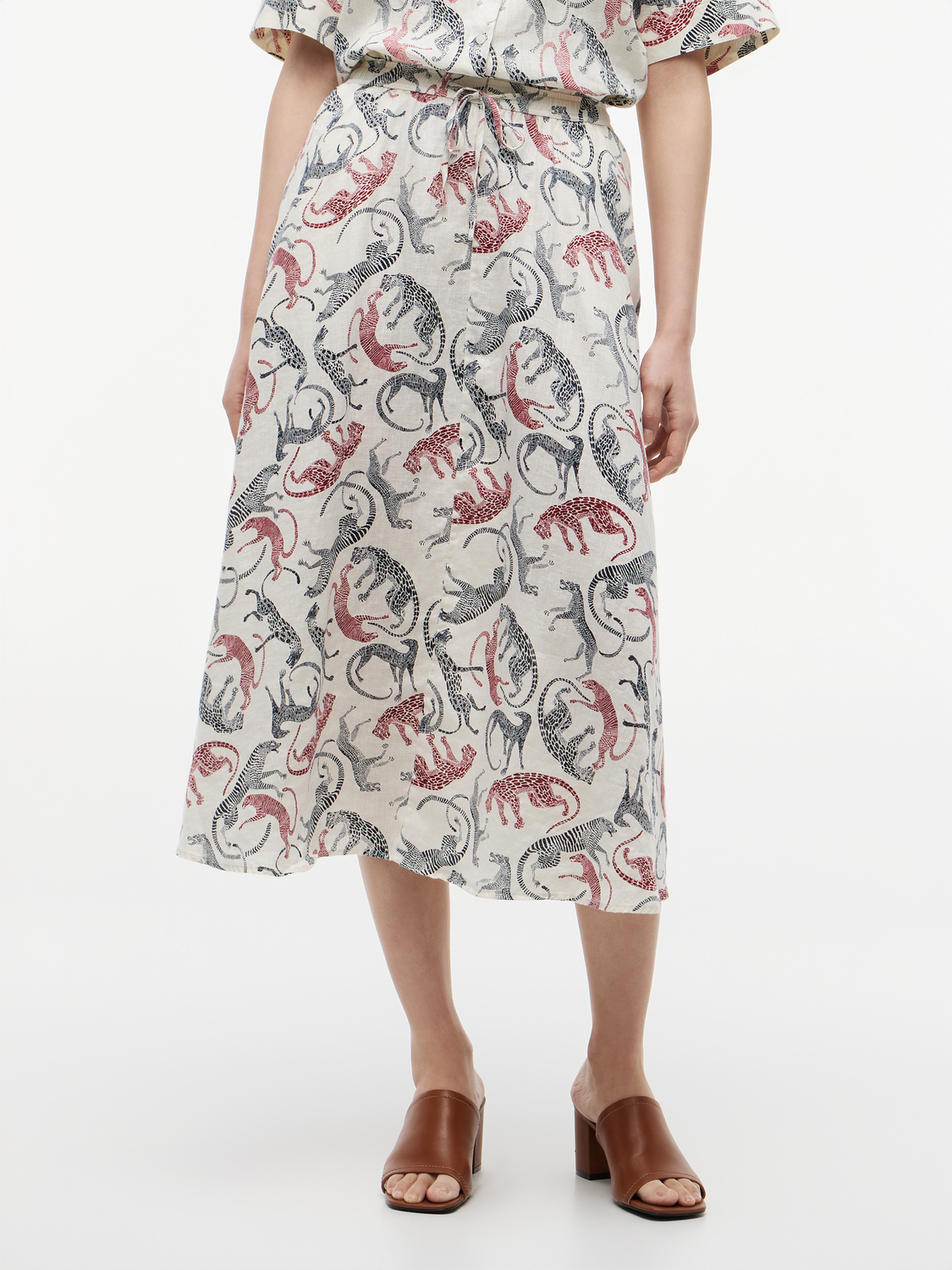 ESS LINEN FLARE MIDI SKIRT female