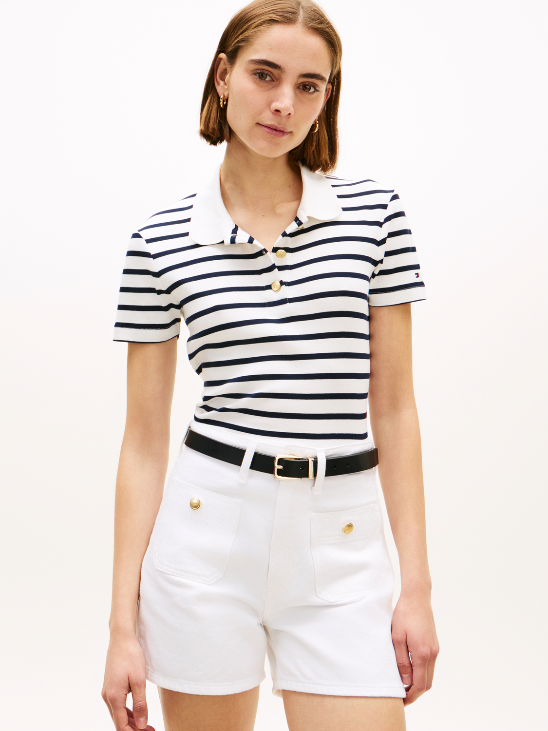 GOLD BUTTON SLIM SS POLO female