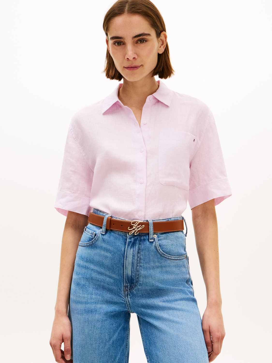 ESS LINEN SS SHIRT female