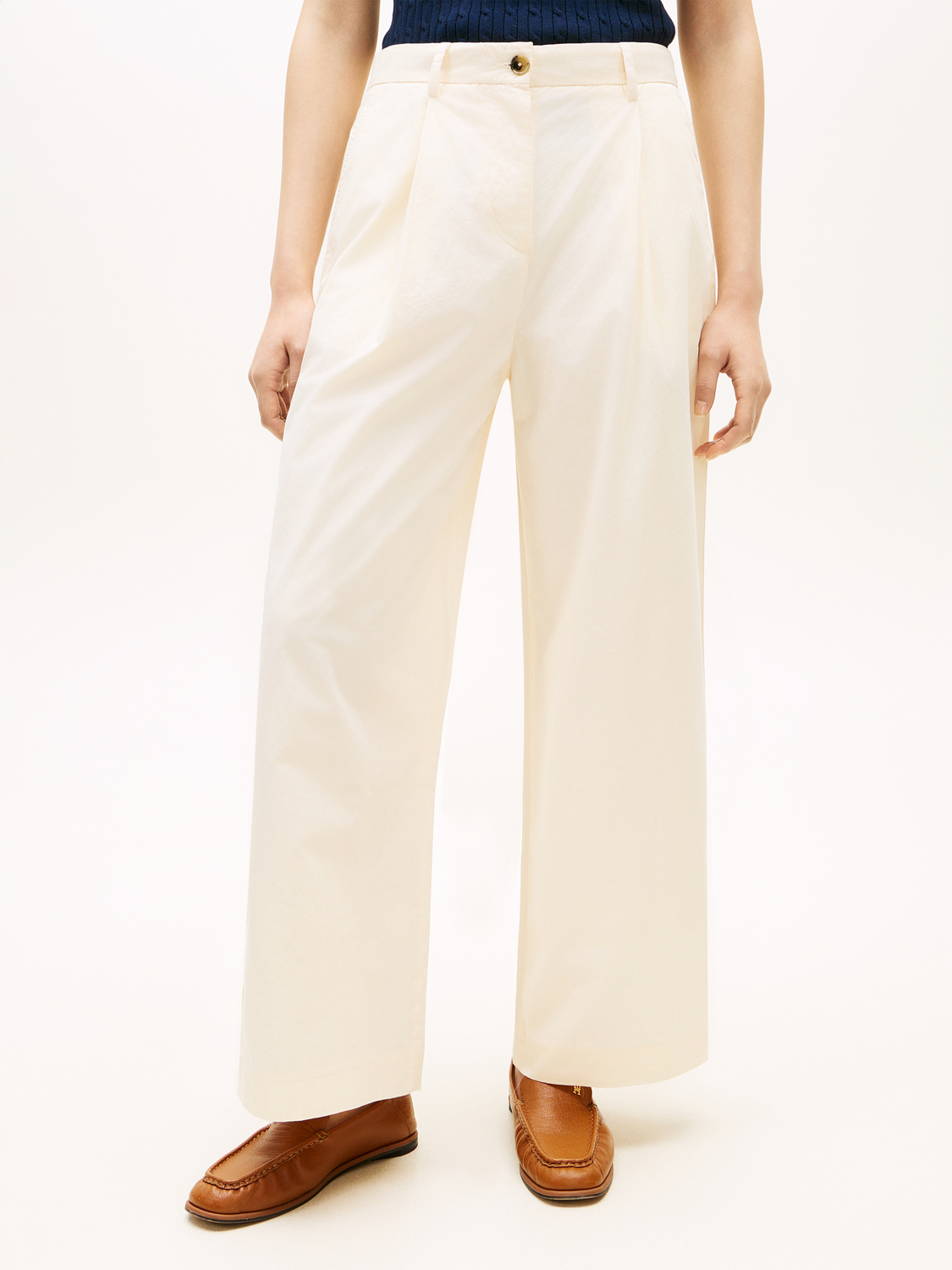 WASHED COTTON WIDE LEG PANT female