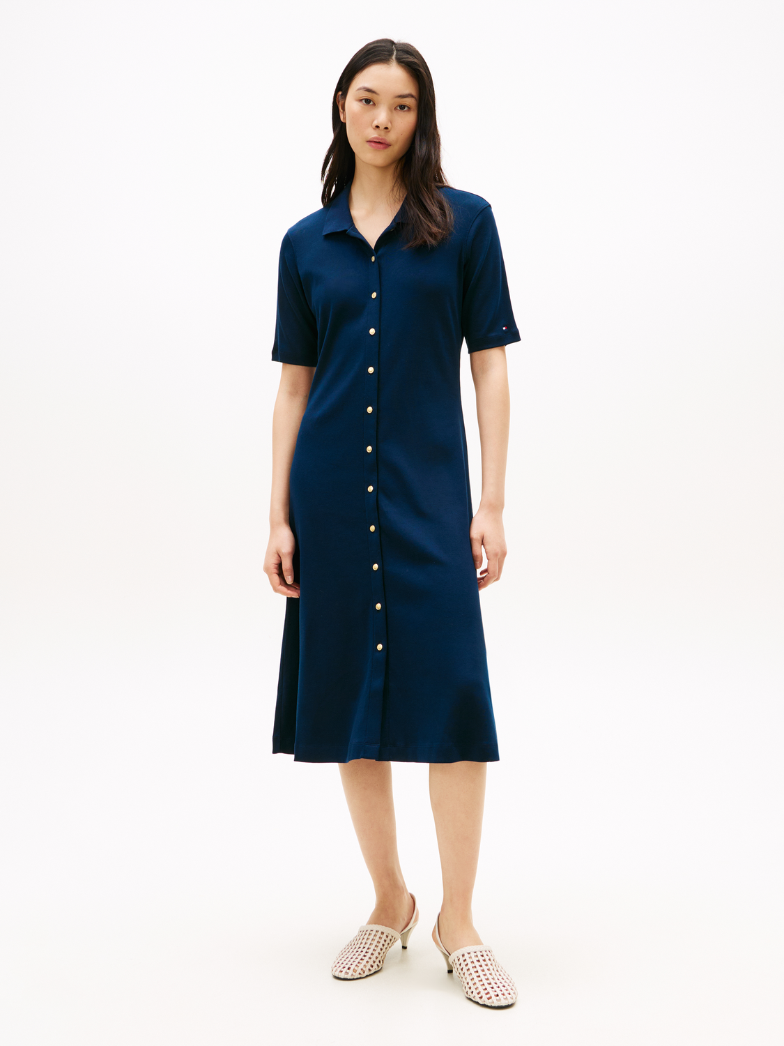 GOLD BUTTON F&F MIDI DRESS female