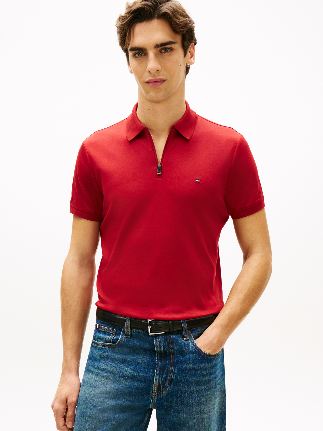 S INTERLOCK ZIP REG POLO male